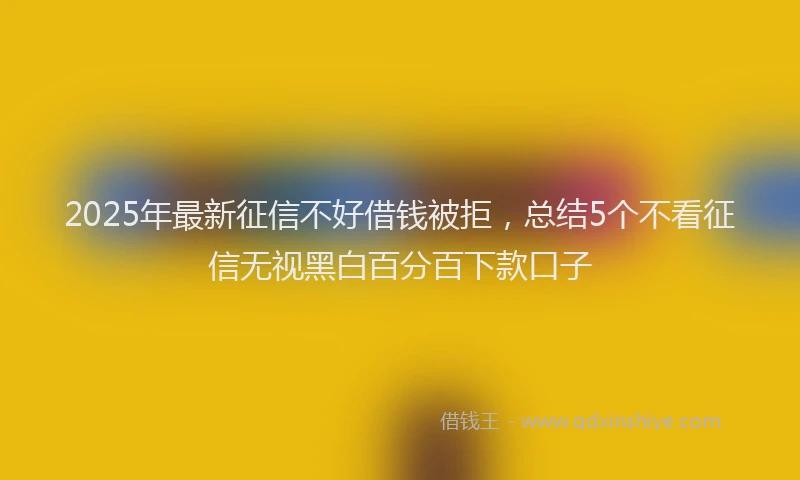 2025年最新征信不好借钱被拒，总结5个不看征信无视黑白百分百下款口子