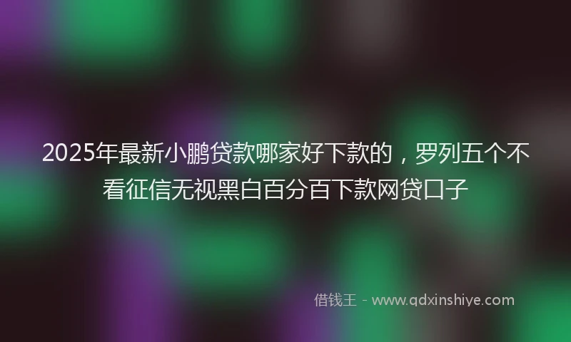 2025年最新小鹏贷款哪家好下款的，罗列五个不看征信无视黑白百分百下款网贷口子