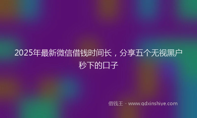 2025年最新微信借钱时间长，分享五个无视黑户秒下的口子