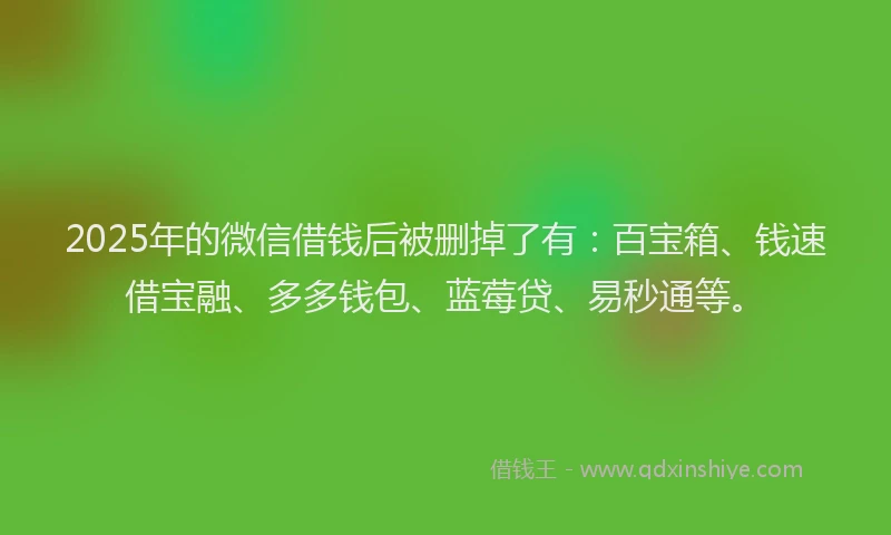 2025年的微信借钱后被删掉了有：百宝箱、钱速借宝融、多多钱包、蓝莓贷、易秒通等。