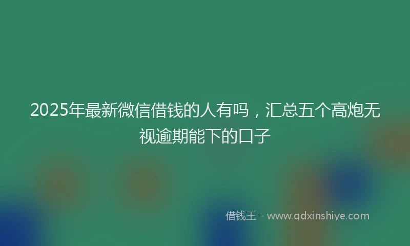 2025年最新微信借钱的人有吗，汇总五个高炮无视逾期能下的口子