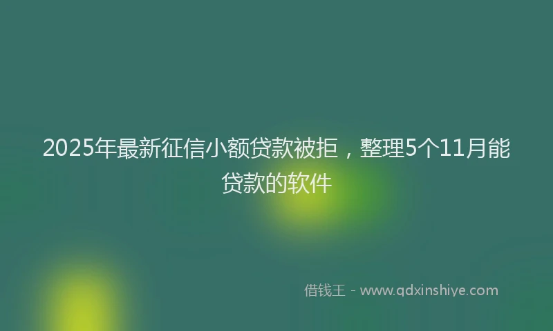2025年最新征信小额贷款被拒，整理5个11月能贷款的软件
