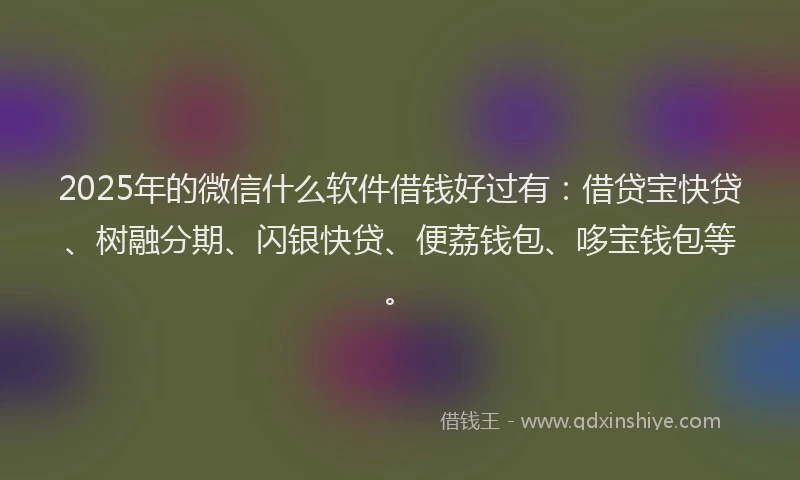 2025年的微信什么软件借钱好过有：借贷宝快贷、树融分期、闪银快贷、便荔钱包、哆宝钱包等。