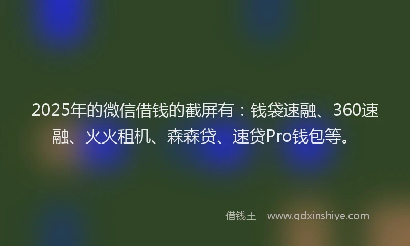 2025年的微信借钱的截屏有：钱袋速融、360速融、火火租机、森森贷、速贷Pro钱包等。