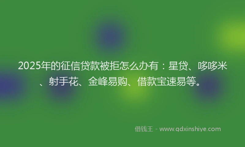 2025年的征信贷款被拒怎么办有：星贷、哆哆米、射手花、金峰易购、借款宝速易等。