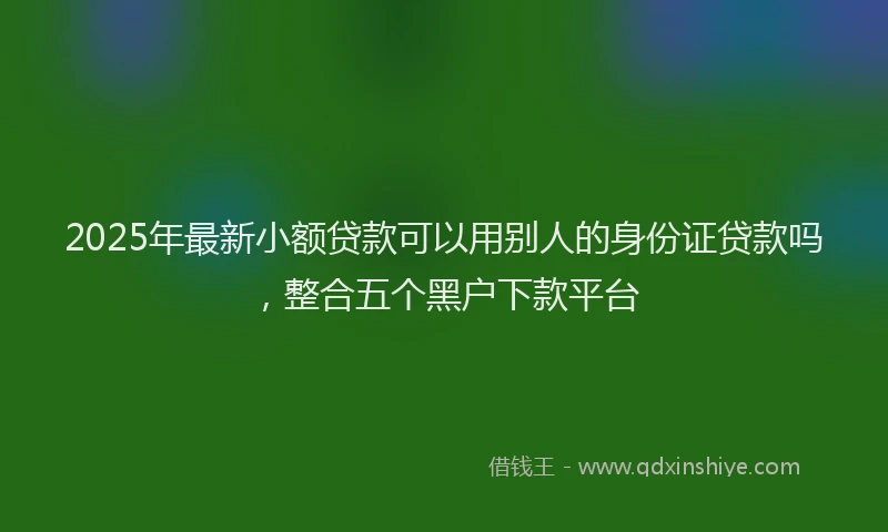 2025年最新小额贷款可以用别人的身份证贷款吗，整合五个黑户下款平台