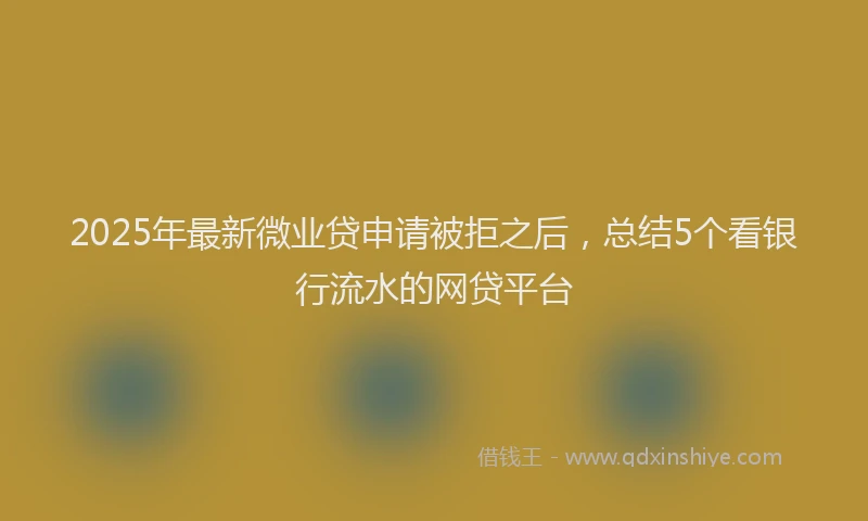 2025年最新微业贷申请被拒之后，总结5个看银行流水的网贷平台