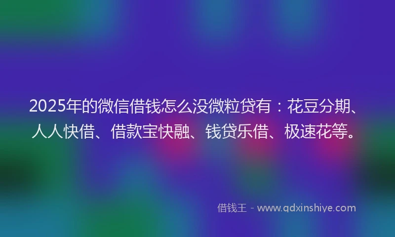 2025年的微信借钱怎么没微粒贷有：花豆分期、人人快借、借款宝快融、钱贷乐借、极速花等。