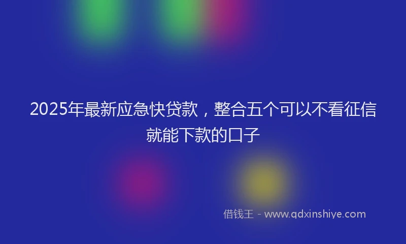 2025年最新应急快贷款，整合五个可以不看征信就能下款的口子