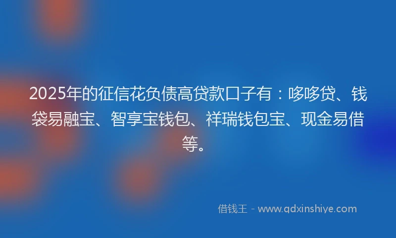 2025年的征信花负债高贷款口子有：哆哆贷、钱袋易融宝、智享宝钱包、祥瑞钱包宝、现金易借等。