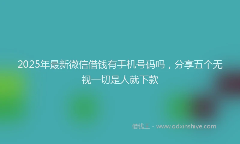 2025年最新微信借钱有手机号码吗，分享五个无视一切是人就下款