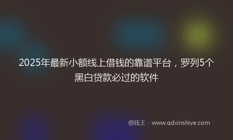 2025年最新小额线上借钱的靠谱平台，罗列5个黑白贷款必过的软件