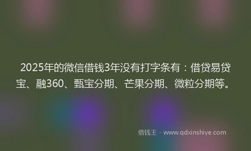 2025年的微信借钱3年没有打字条有：借贷易贷宝、融360、甄宝分期、芒果分期、微粒分期等。