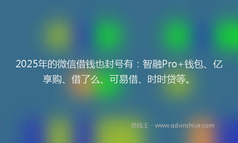 2025年的微信借钱也封号有：智融Pro+钱包、亿享购、借了么、可易借、时时贷等。