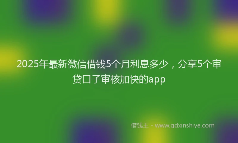 2025年最新微信借钱5个月利息多少，分享5个审贷口子审核加快的app