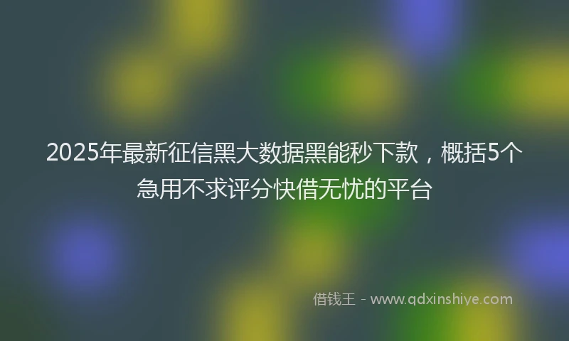 2025年最新征信黑大数据黑能秒下款，概括5个急用不求评分快借无忧的平台