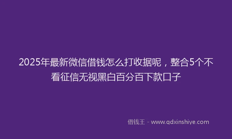 2025年最新微信借钱怎么打收据呢，整合5个不看征信无视黑白百分百下款口子