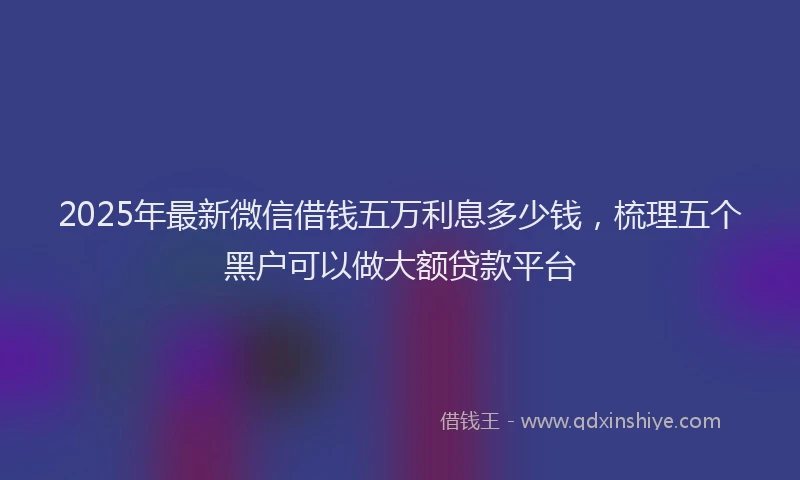 2025年最新微信借钱五万利息多少钱，梳理五个黑户可以做大额贷款平台