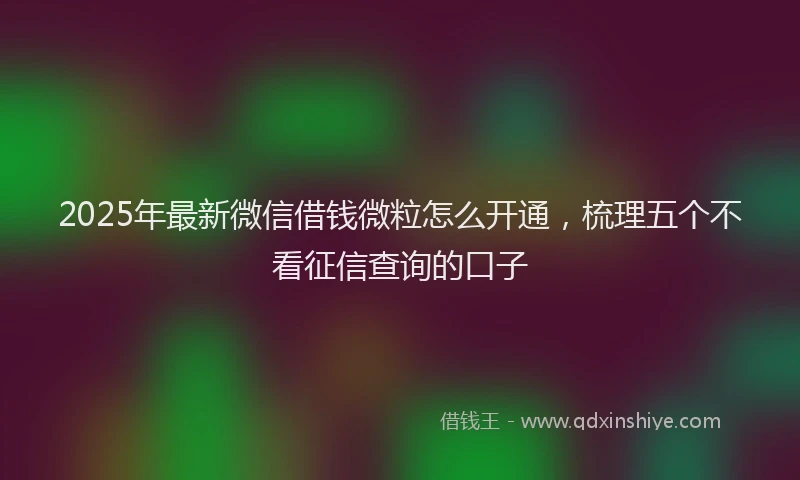 2025年最新微信借钱微粒怎么开通，梳理五个不看征信查询的口子