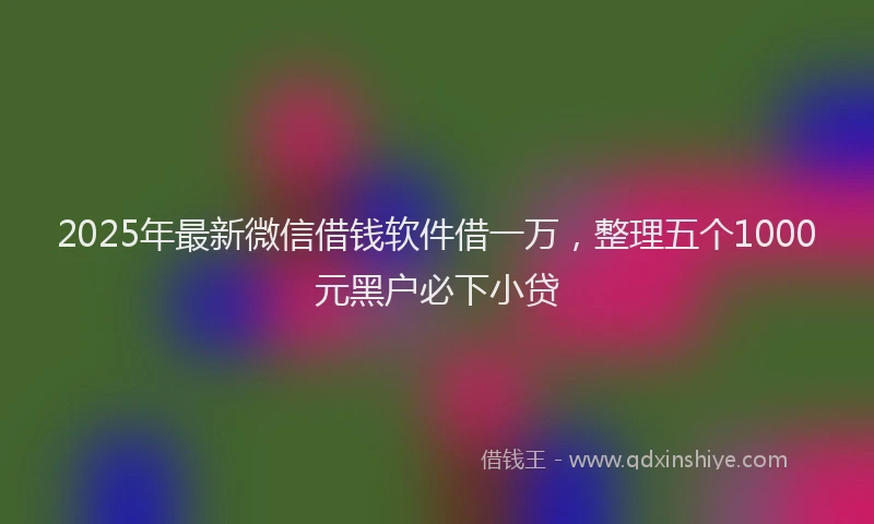 2025年最新微信借钱软件借一万，整理五个1000元黑户必下小贷