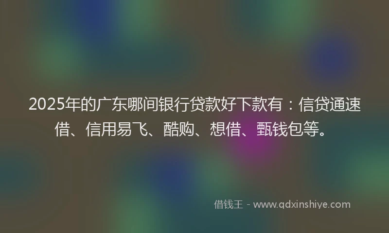 2025年的广东哪间银行贷款好下款有：信贷通速借、信用易飞、酷购、想借、甄钱包等。
