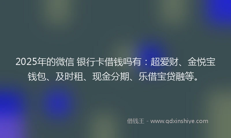 2025年的微信 银行卡借钱吗有：超爱财、金悦宝钱包、及时租、现金分期、乐借宝贷融等。