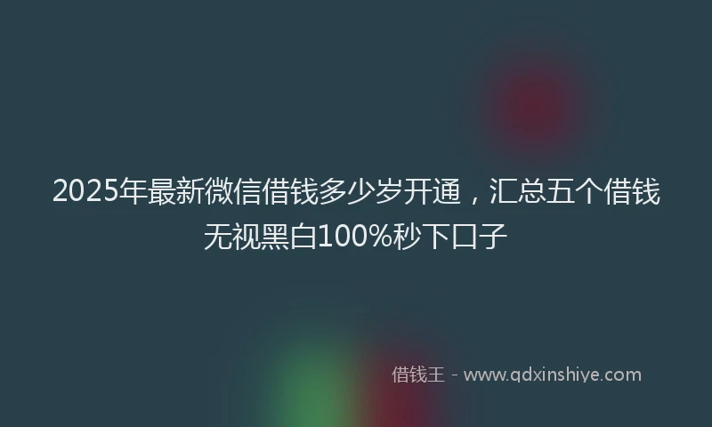 2025年最新微信借钱多少岁开通，汇总五个借钱无视黑白100%秒下口子