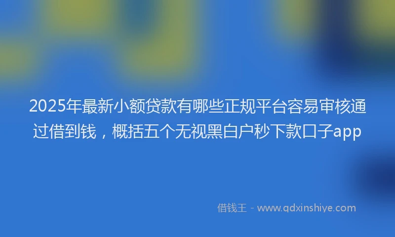 2025年最新小额贷款有哪些正规平台容易审核通过借到钱，概括五个无视黑白户秒下款口子app