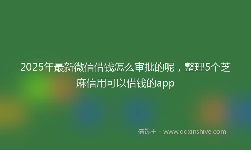 2025年最新微信借钱怎么审批的呢，整理5个芝麻信用可以借钱的app