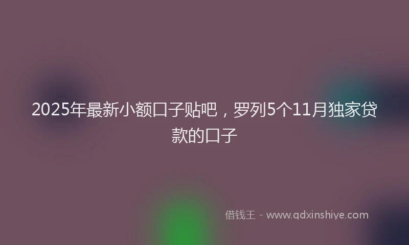 2025年最新小额口子贴吧，罗列5个11月独家贷款的口子
