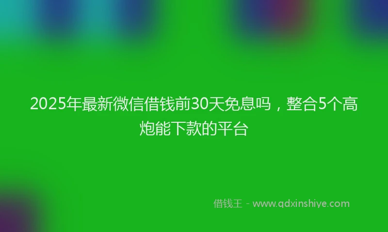 2025年最新微信借钱前30天免息吗，整合5个高炮能下款的平台
