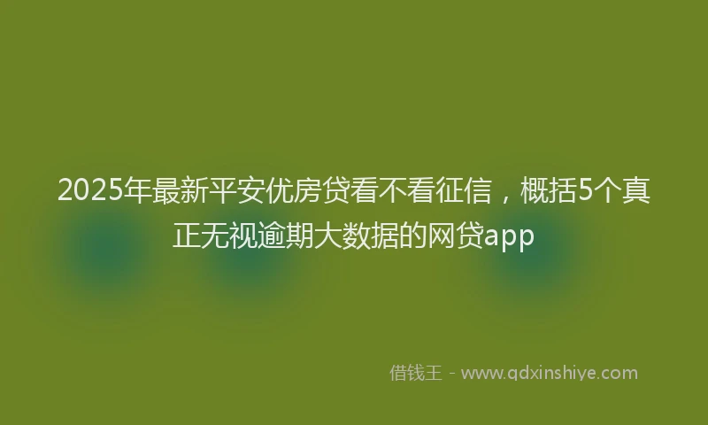 2025年最新平安优房贷看不看征信，概括5个真正无视逾期大数据的网贷app