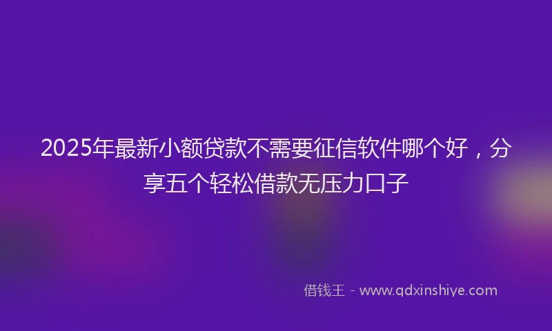 2025年最新小额贷款不需要征信软件哪个好，分享五个轻松借款无压力口子