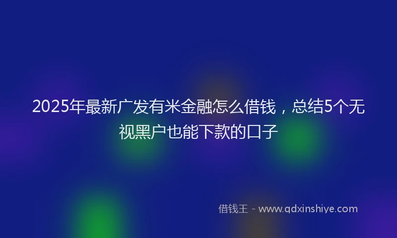 2025年最新广发有米金融怎么借钱，总结5个无视黑户也能下款的口子