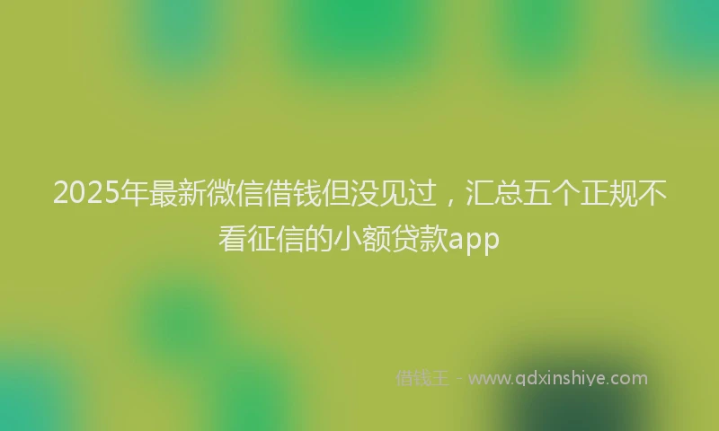 2025年最新微信借钱但没见过，汇总五个正规不看征信的小额贷款app