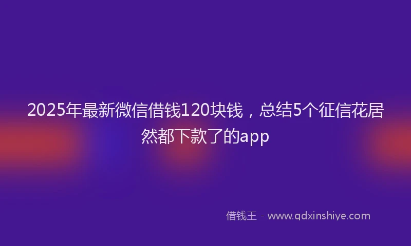 2025年最新微信借钱120块钱，总结5个征信花居然都下款了的app