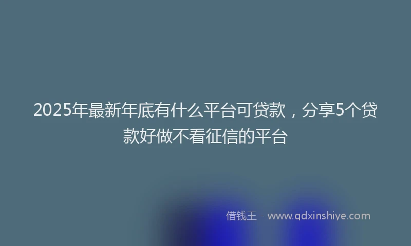 2025年最新年底有什么平台可贷款，分享5个贷款好做不看征信的平台
