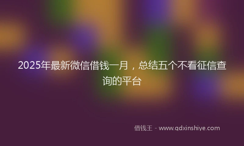2025年最新微信借钱一月，总结五个不看征信查询的平台