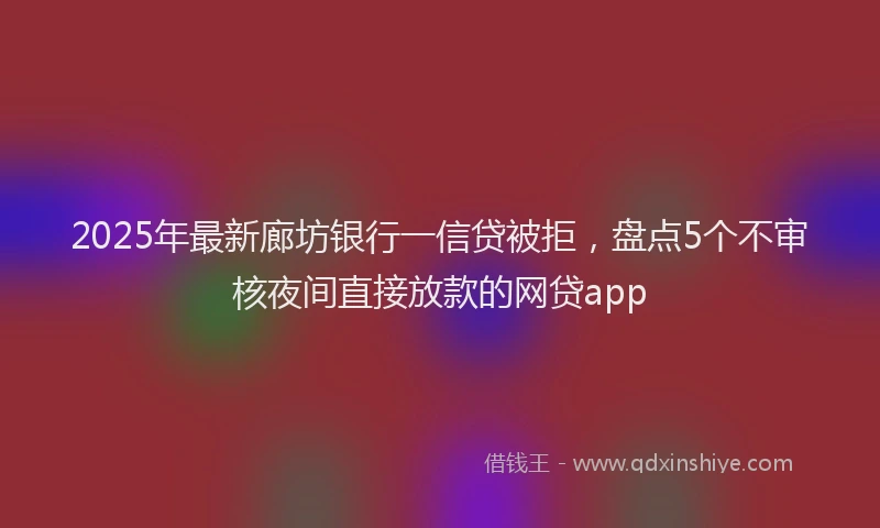 2025年最新廊坊银行一信贷被拒，盘点5个不审核夜间直接放款的网贷app