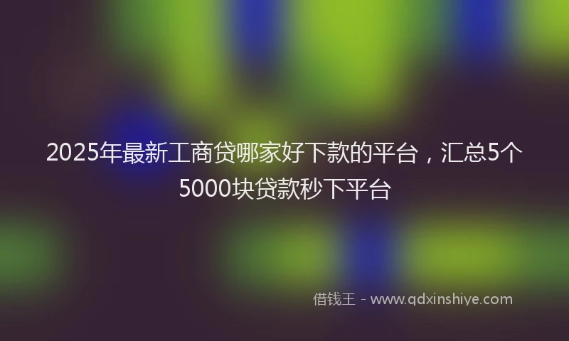 2025年最新工商贷哪家好下款的平台，汇总5个5000块贷款秒下平台