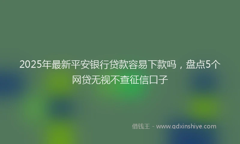 2025年最新平安银行贷款容易下款吗，盘点5个网贷无视不查征信口子