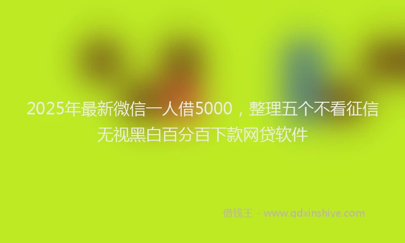 2025年最新微信一人借5000，整理五个不看征信无视黑白百分百下款网贷软件