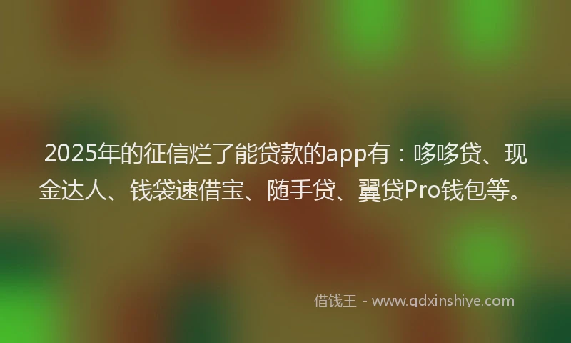 2025年的征信烂了能贷款的app有：哆哆贷、现金达人、钱袋速借宝、随手贷、翼贷Pro钱包等。