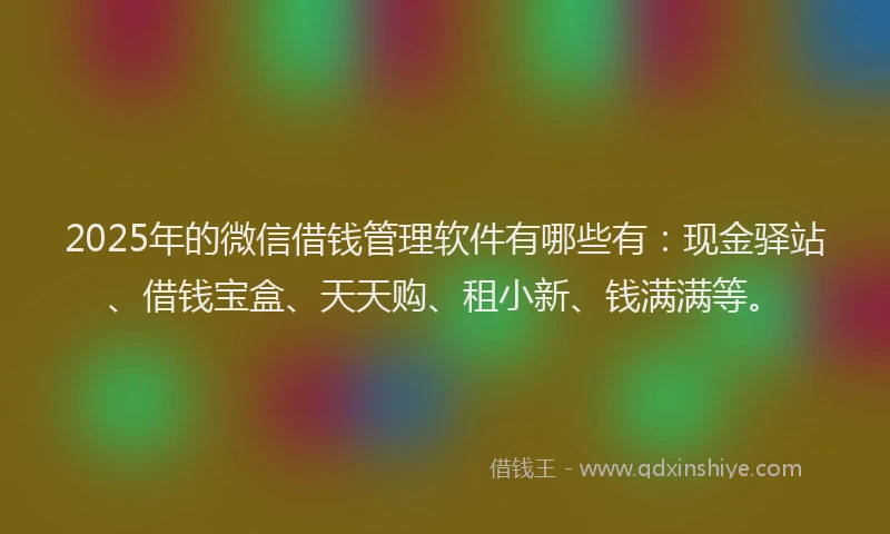 2025年的微信借钱管理软件有哪些有：现金驿站、借钱宝盒、天天购、租小新、钱满满等。