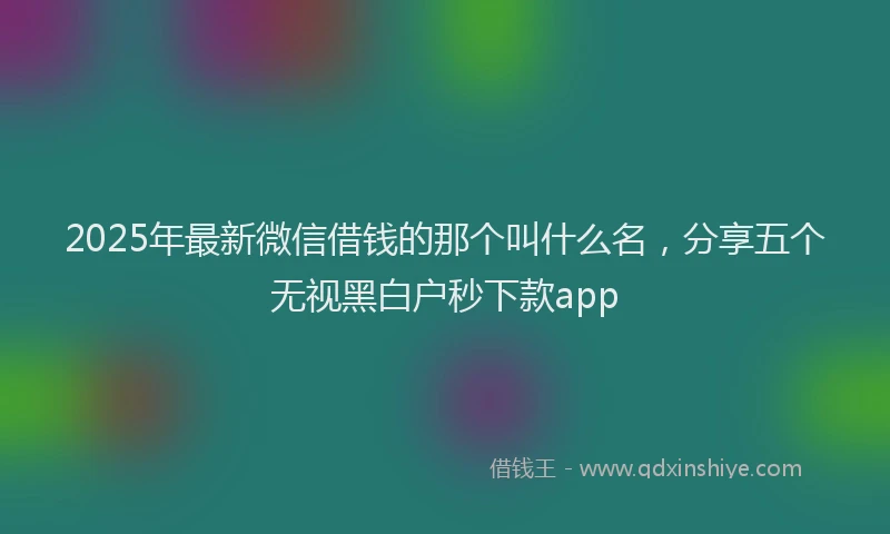 2025年最新微信借钱的那个叫什么名，分享五个无视黑白户秒下款app