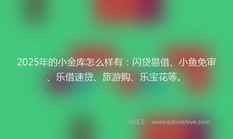 2025年的小金库怎么样有：闪贷易借、小鱼免审、乐借速贷、旅游购、乐宝花等。