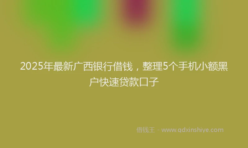 2025年最新广西银行借钱，整理5个手机小额黑户快速贷款口子