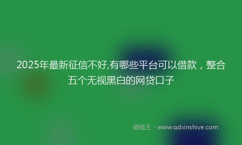 2025年最新征信不好,有哪些平台可以借款，整合五个无视黑白的网贷口子
