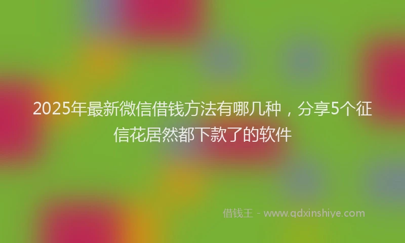 2025年最新微信借钱方法有哪几种，分享5个征信花居然都下款了的软件