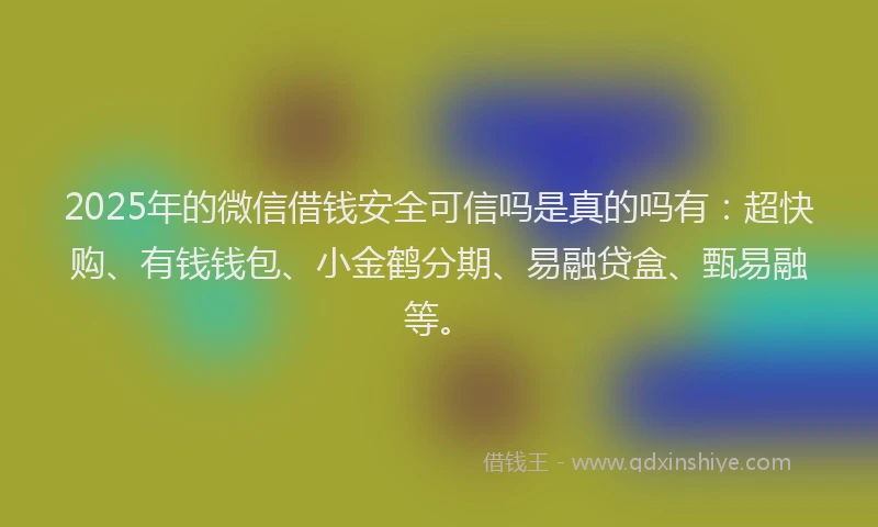 2025年的微信借钱安全可信吗是真的吗有：超快购、有钱钱包、小金鹤分期、易融贷盒、甄易融等。